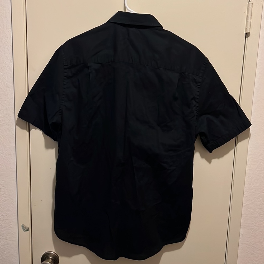 Alfani short sleeve button up shirt, large, black